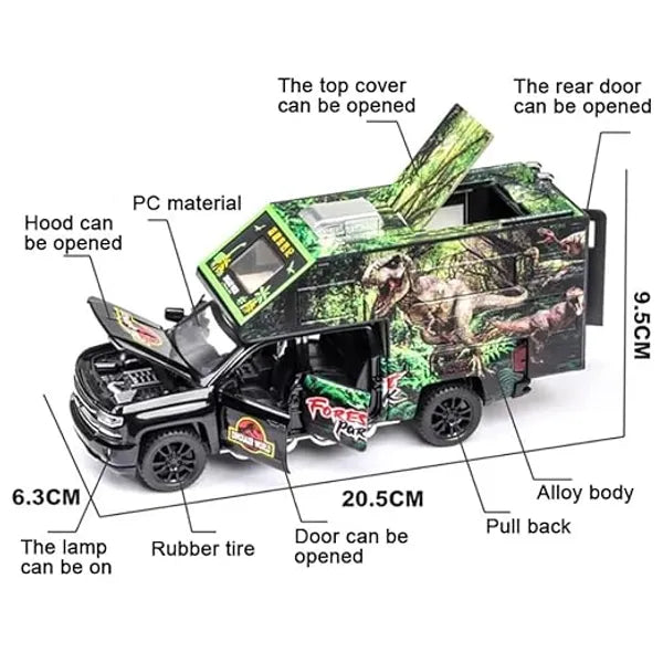 Jurassic Dinosaurs World  - Diecast Metal Car - Scale 1:32