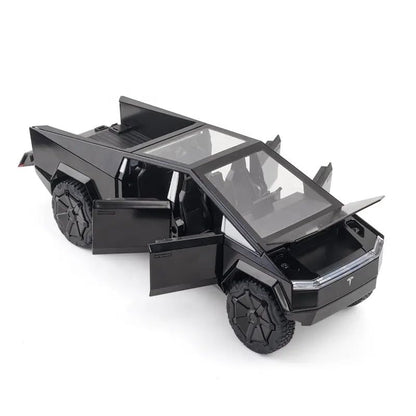 Black futuristic vehicle model on a white background