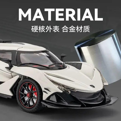 1:24 Scale Exclusive Alloy Metal Pull Back Die-cast Car Model with Sound Light Mini Auto Toy for Kids Metal Model Toy Car with Sound and Light (1.24 Apollo IE-White)