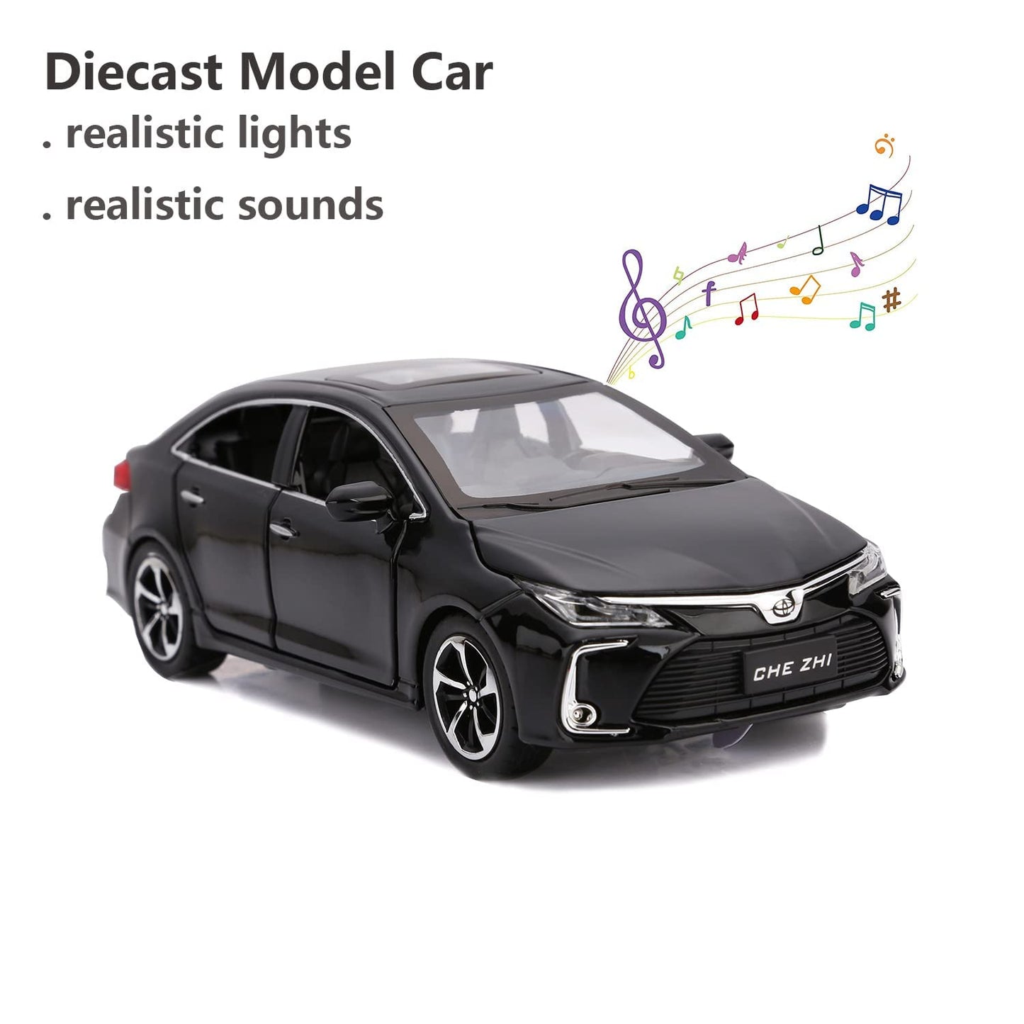 MER-CEDES Ben-Z 300SL Die-Cast Metal Car with Sport car Openable Doors Light and Sound,Pull Back Function Indoor Outdoor Toy for Kids (1.24 Scale AMG ONE-Green)