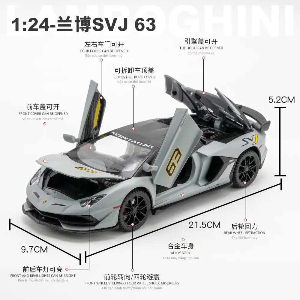 Lamborghini Svj-63 Scale Model Diecast Metalcar - All Size