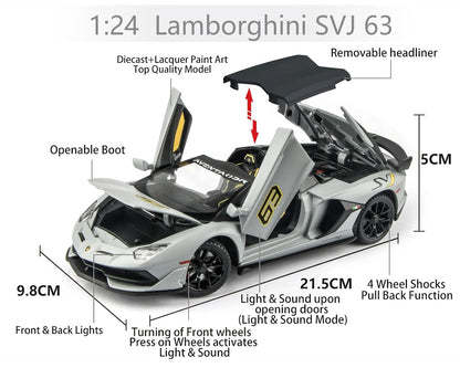 Lamborghini Svj-63 Scale Model Diecast Metalcar - All Size